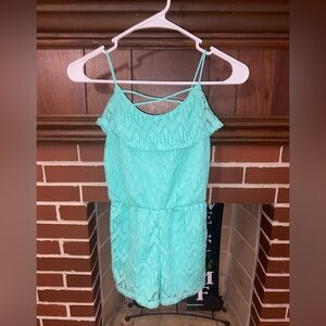 Kids Aqua Lace Romper